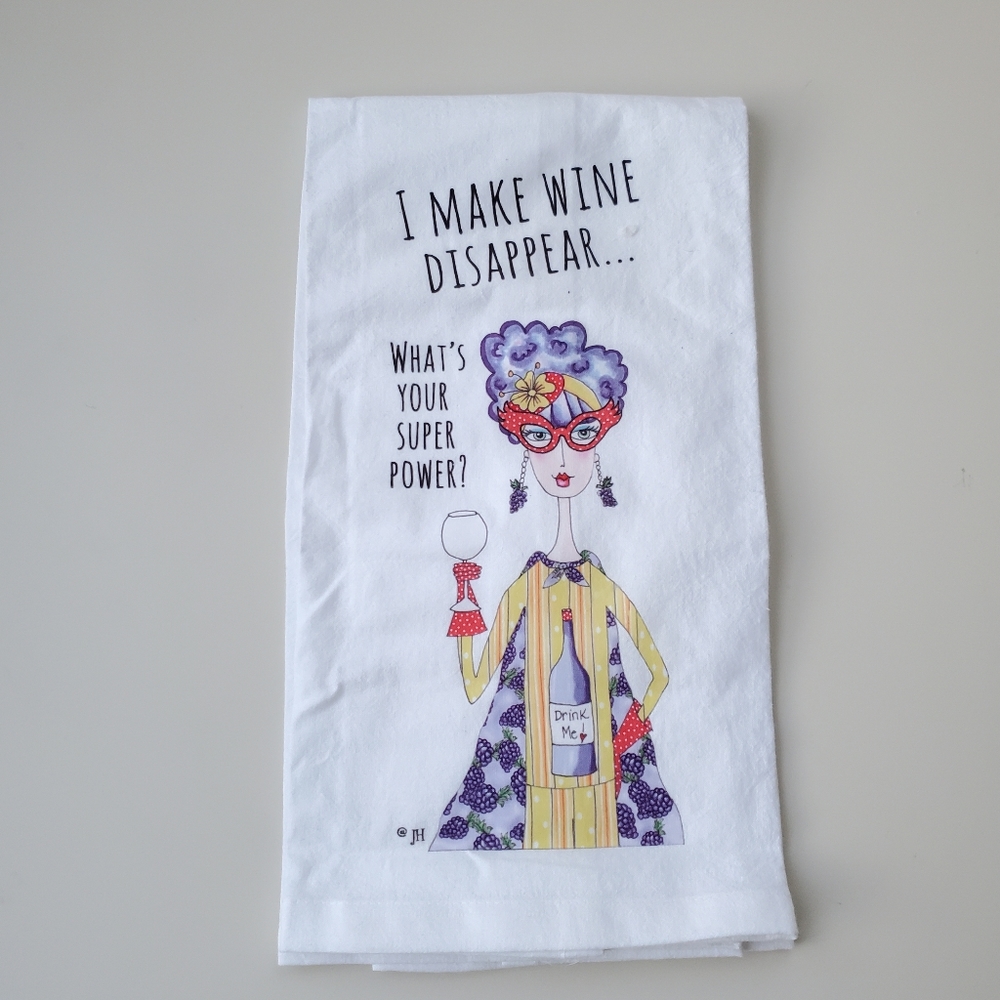 NEW Wine Theme Tea Towel | Humorous | Hostess Gift | Bar Towel